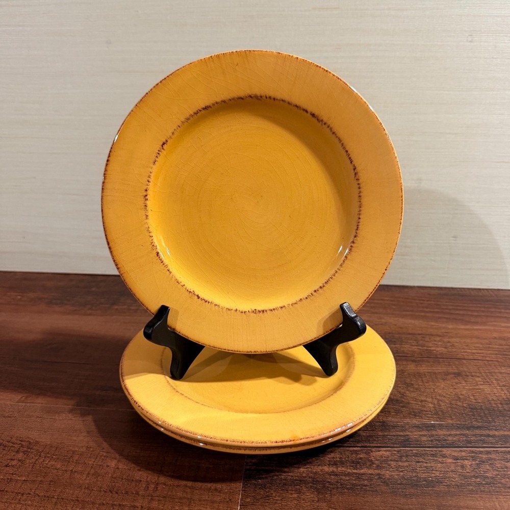 3 VTG Pier 1 Toscana Gold Salad Plates Italian Yellow Earthenware Tuscan